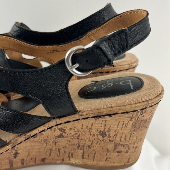 Born Concept Leather Strappy Sandals w/ Cork Wedge Heels - Picture 5 of 8